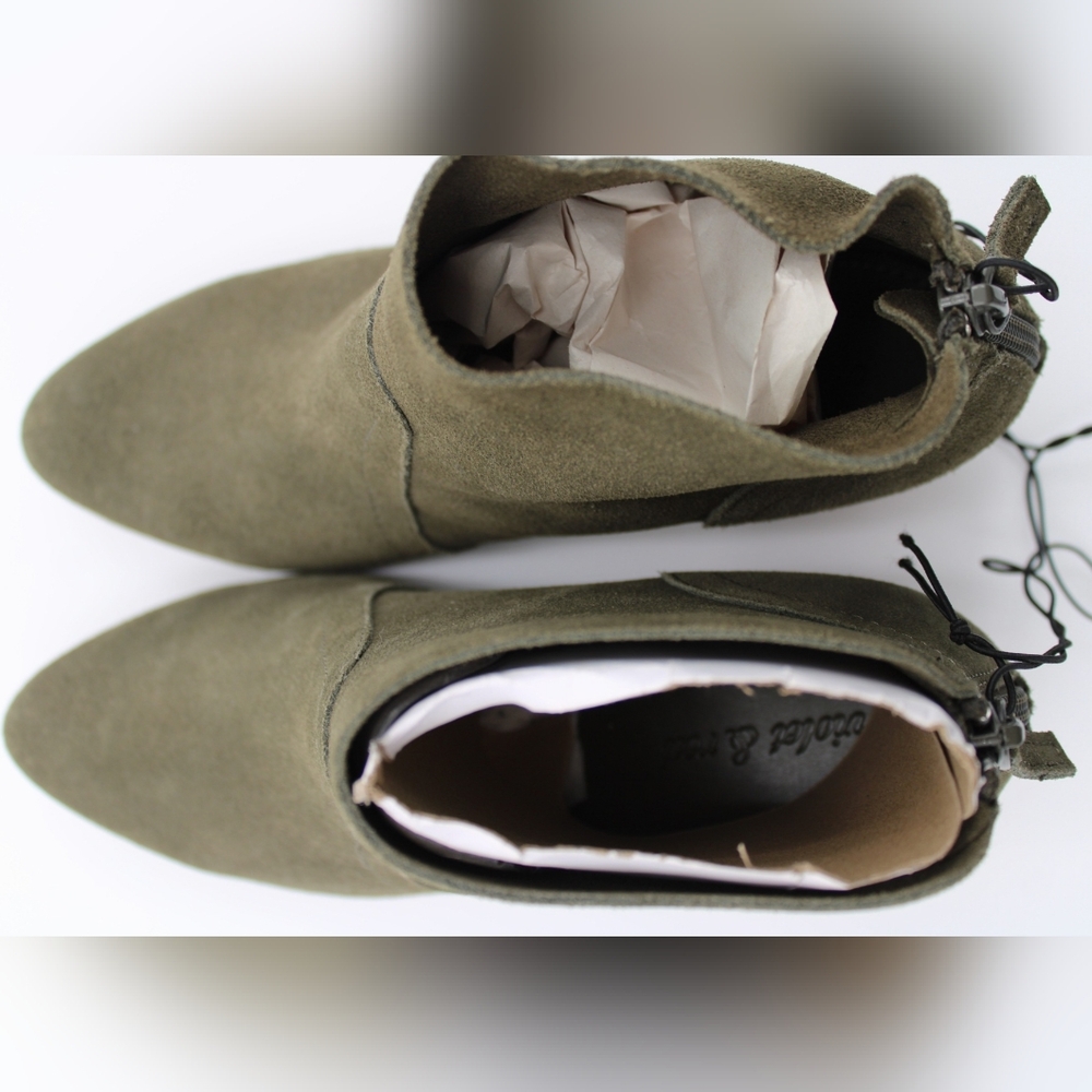 Violet & Red “Cupid” Bootie – Olive Green Suede – Size 6 - Picture 3 of 11